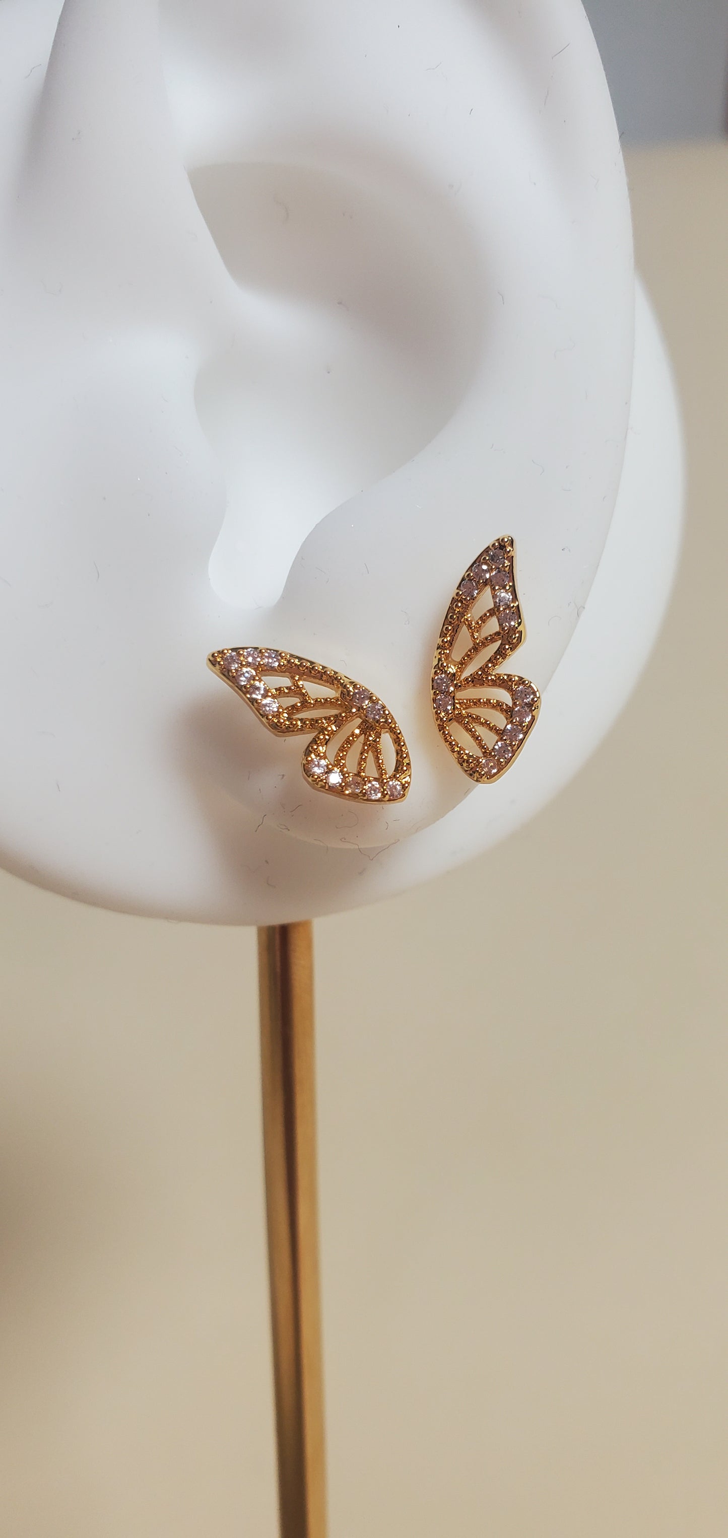 Butterfly wings Stud Earrings, Gold plated Half Wing Butterflies, Stu Earrings for girls and women, Double Piercing Earring, wedding accessories