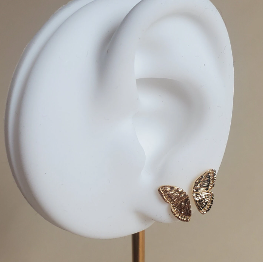 Butterfly wings Stud Earrings, Gold plated Half Wing Butterflies, Stu Earrings for girls and women, Double Piercing Earring, wedding accessories