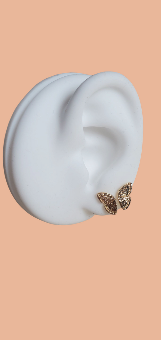 Butterfly wings Stud Earrings, Gold plated Half Wing Butterflies, Stu Earrings for girls and women, Double Piercing Earring, wedding accessories