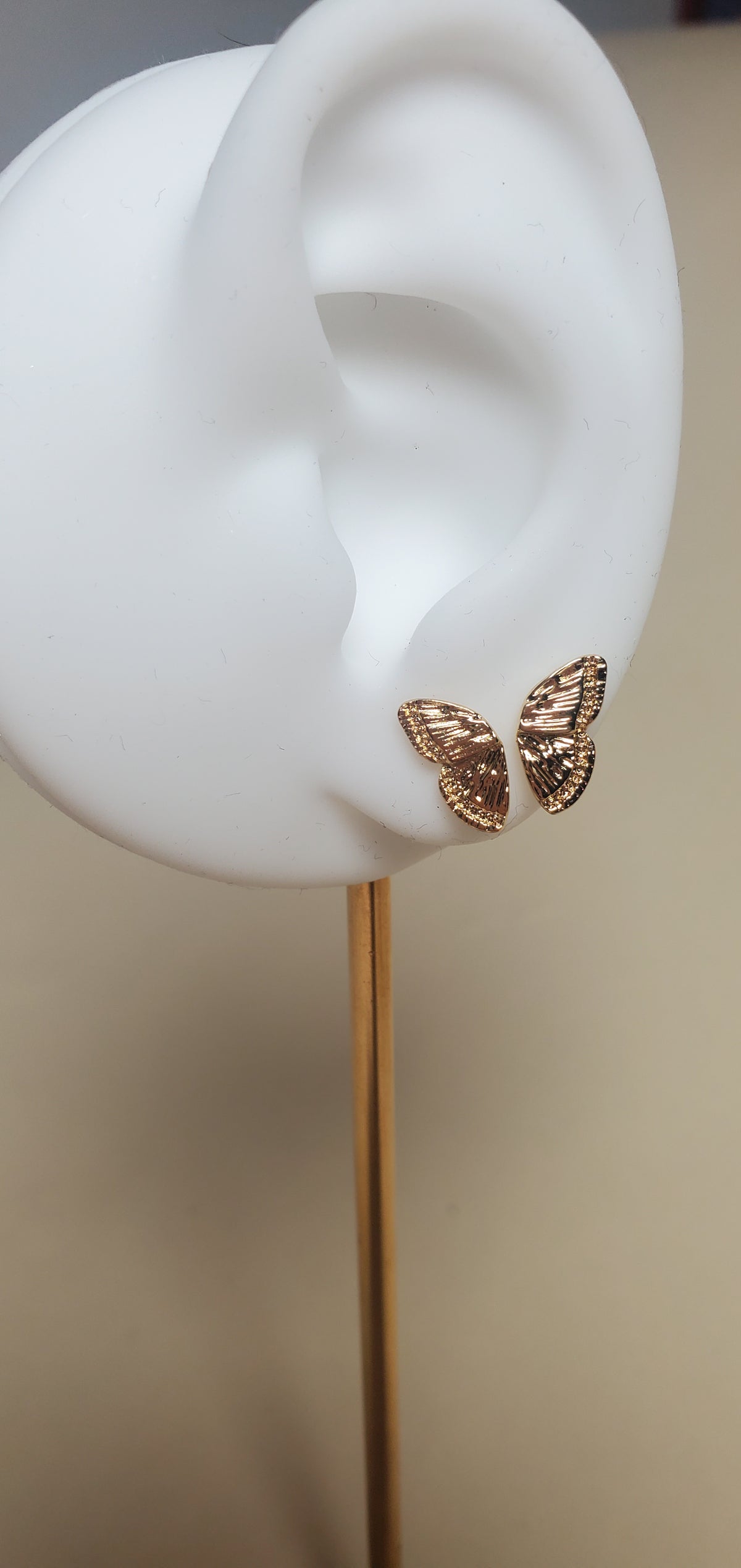 Butterfly wings Stud Earrings, Gold plated Half Wing Butterflies, Stu Earrings for girls and women, Double Piercing Earring, wedding accessories