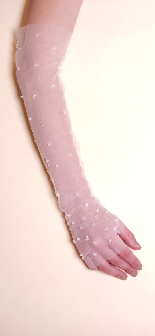 Fingerless tulle gloves with Swarovski embroidery, handless tulle gloves, gloves for weddings, bridal gloves, bridal accessories