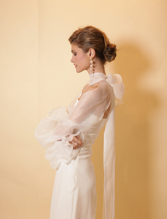 Organza bridal shoulders cover | wrap up jacket | cover up | organza bridal shawl | wedding accessories |