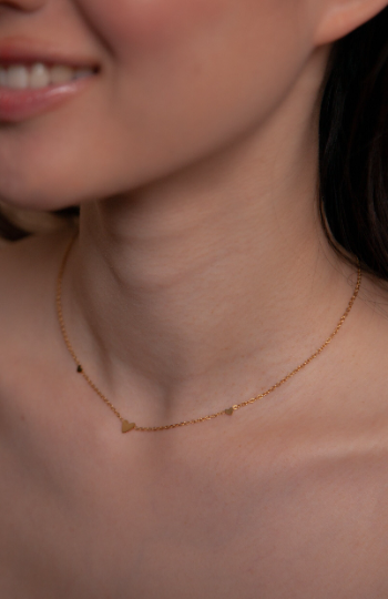 Stainless Steel dainty necklace with hearts,  Dainty Choker Necklace, Trendy jewelry Gift, Gold Hearts Necklace  Minimalist Necklace