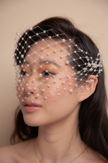 Birdcage veil with pearls, fascinator veil wedding, birdcage veils, bridal pearls headpiece, bridal headpiece, bridal accessories