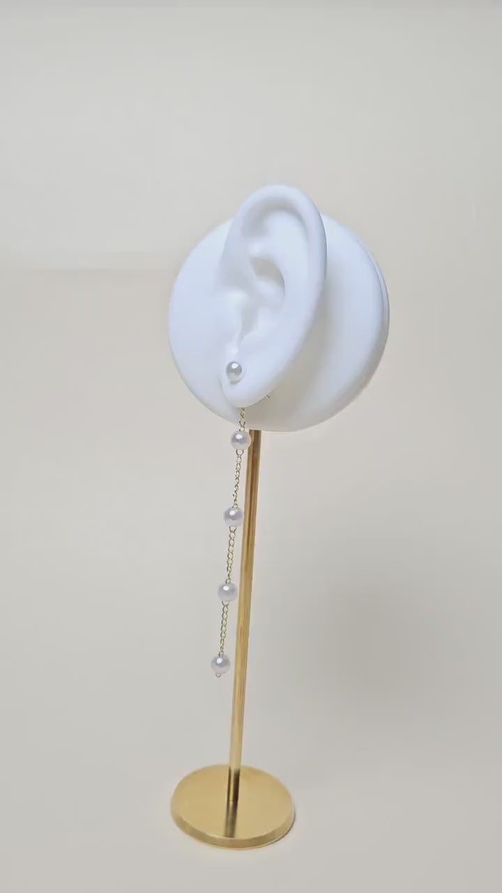 Long Pearl Drop Earrings, Pearl Statement Earrings, Big Bridal Drop Earrings, Wedding Earrings, Elegant Pearl Earrings